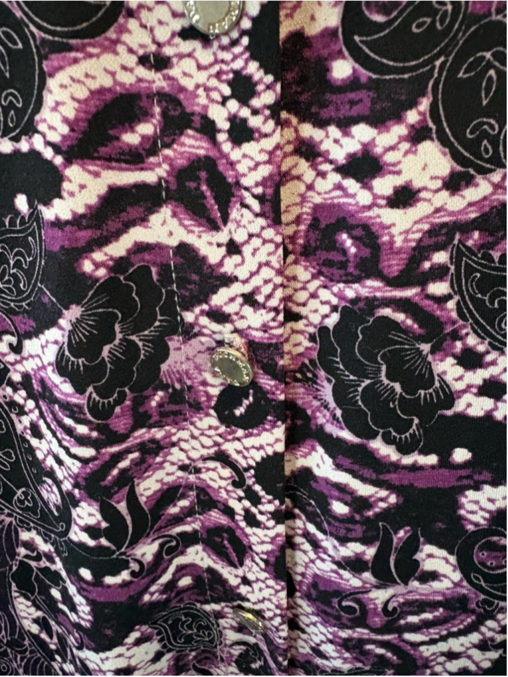 Dana Buchman Women’s Purple/black Floral Paisley Print Blouse Large 1050 - Picture 6 of 13